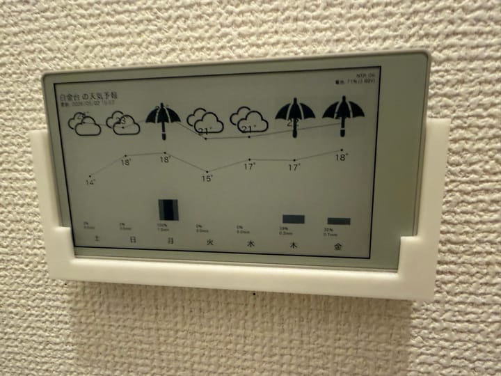 M5PaperS3で、充電を忘れられる週間天気表示を作った